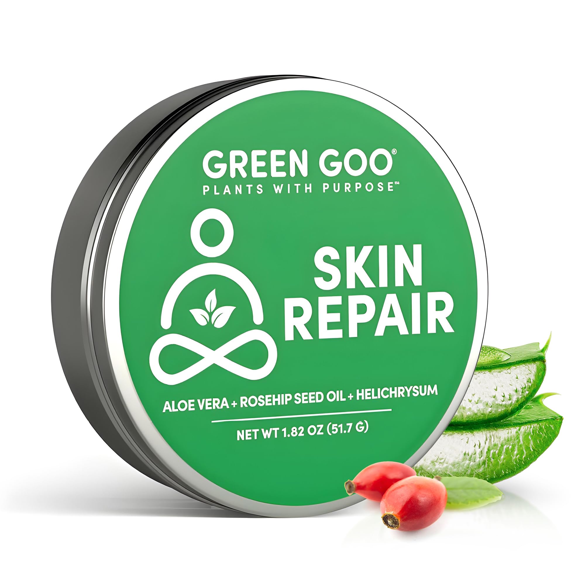 Green Goo Skin Salve in a daily skincare routine setup