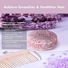 Green Journey Lavender Conditioner Bar highlights hydration for soft, defined hair.