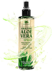 Green Leaf Naturals Aloe Vera Spray bottle for skin hydration.