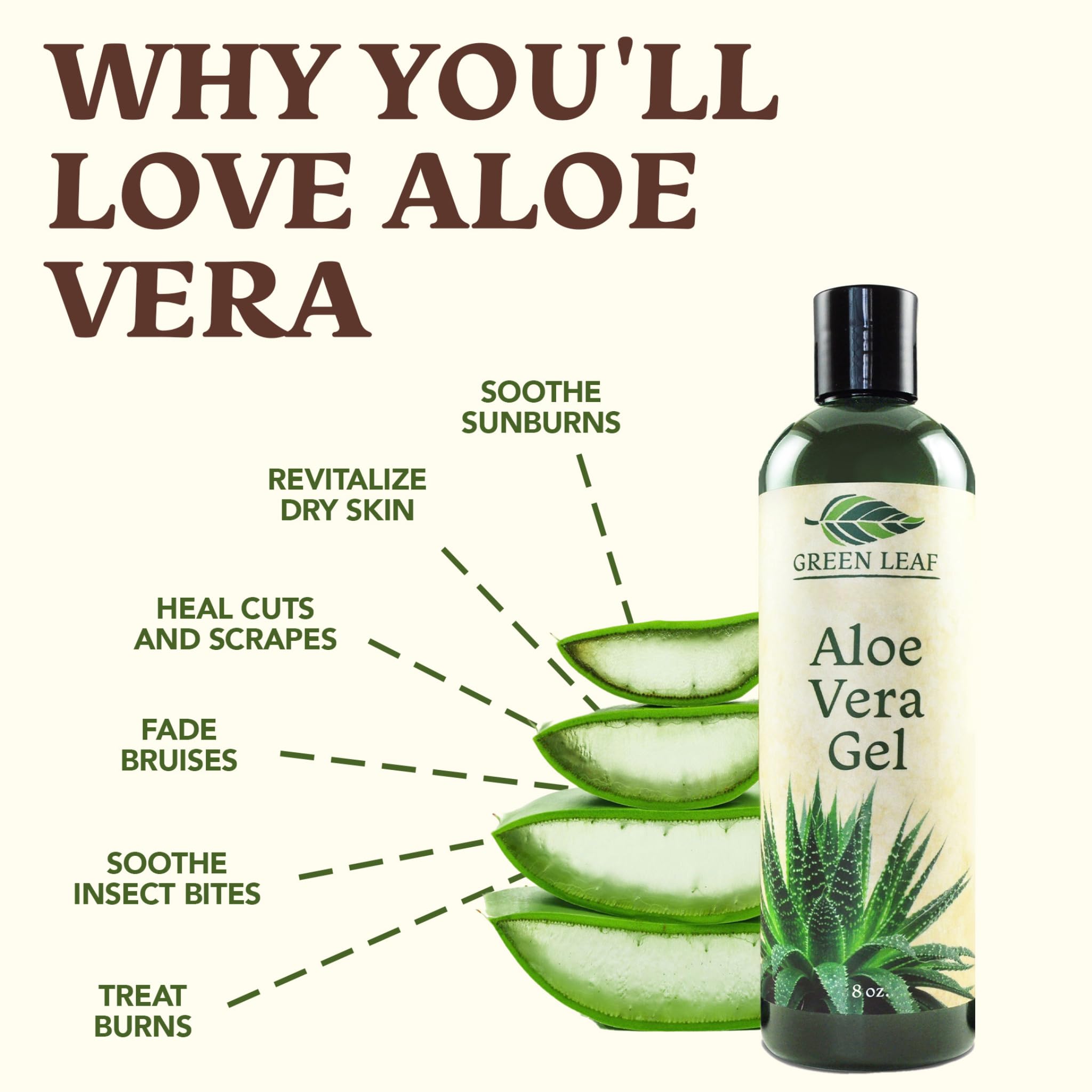 Aloe gel demonstrates fast absorption with a light moisturizing feel from Green Leaf Naturals