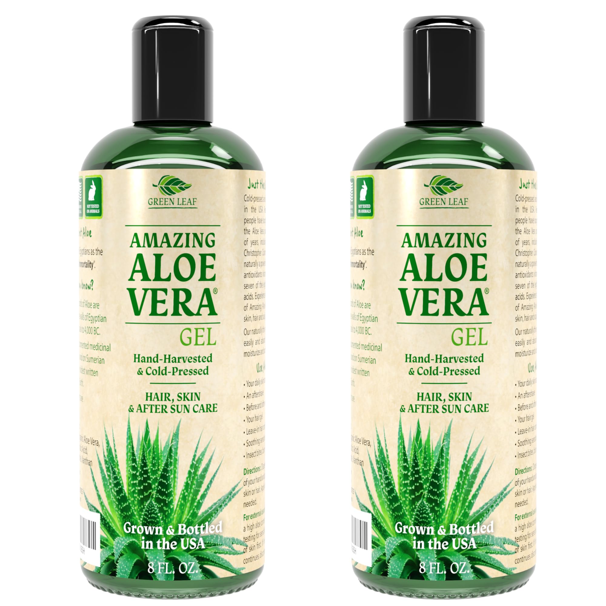 Green Leaf Naturals Aloe Gel bottle front for daily skin care hydration