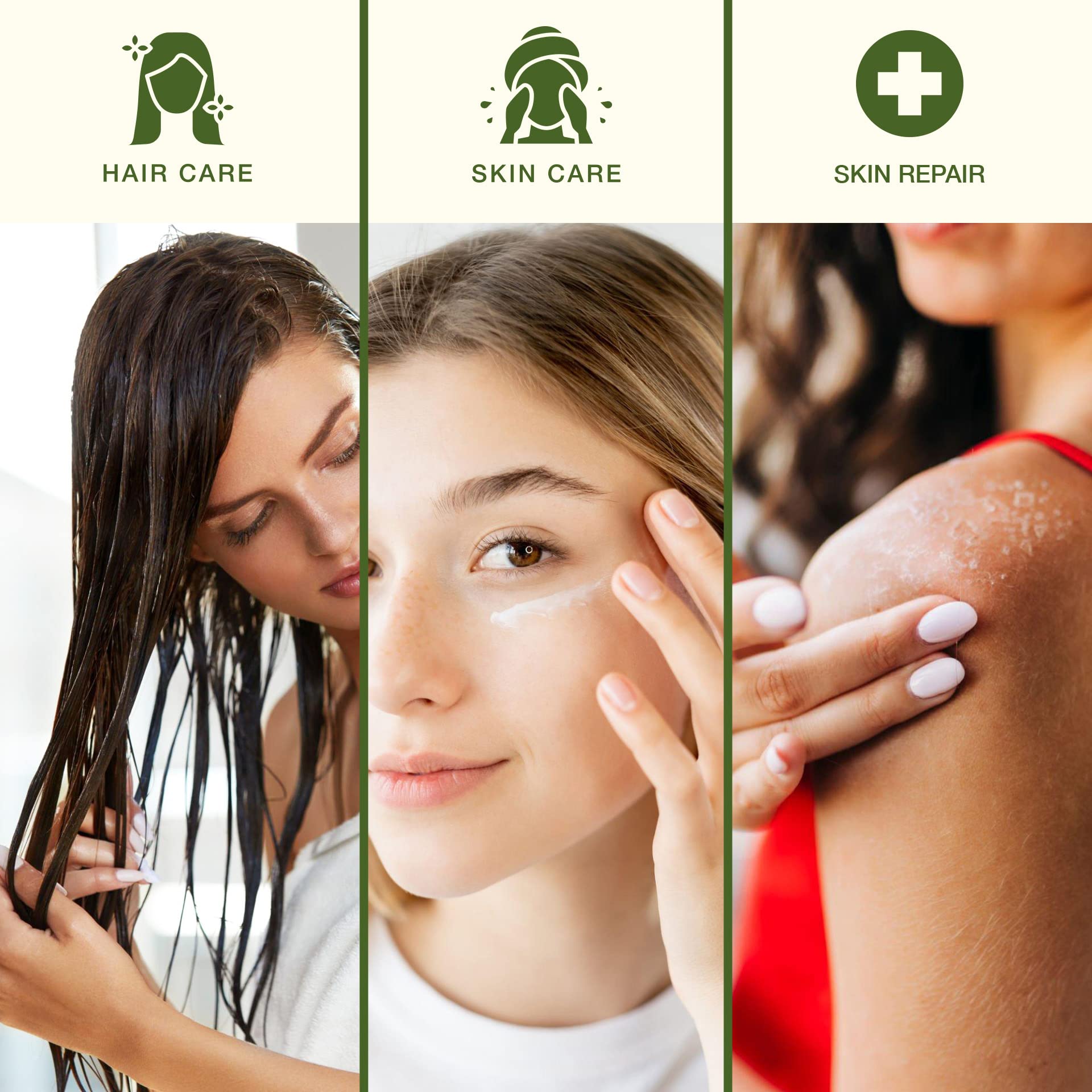Skin care use showing hydration and gentle touch from Green Leaf Naturals Aloe Gel