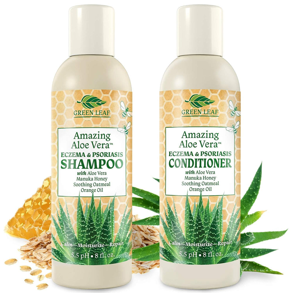 Green Leaf Naturals eczema shampoo bottle for gentle, itchy scalp care