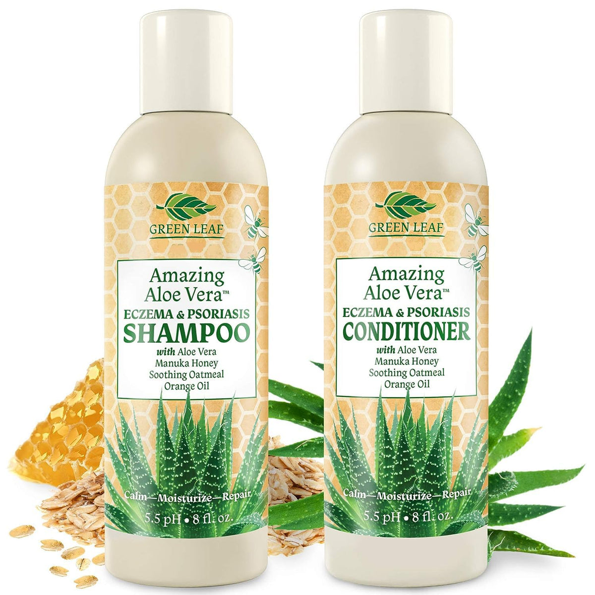 Green Leaf Naturals eczema shampoo bottle for gentle, itchy scalp care