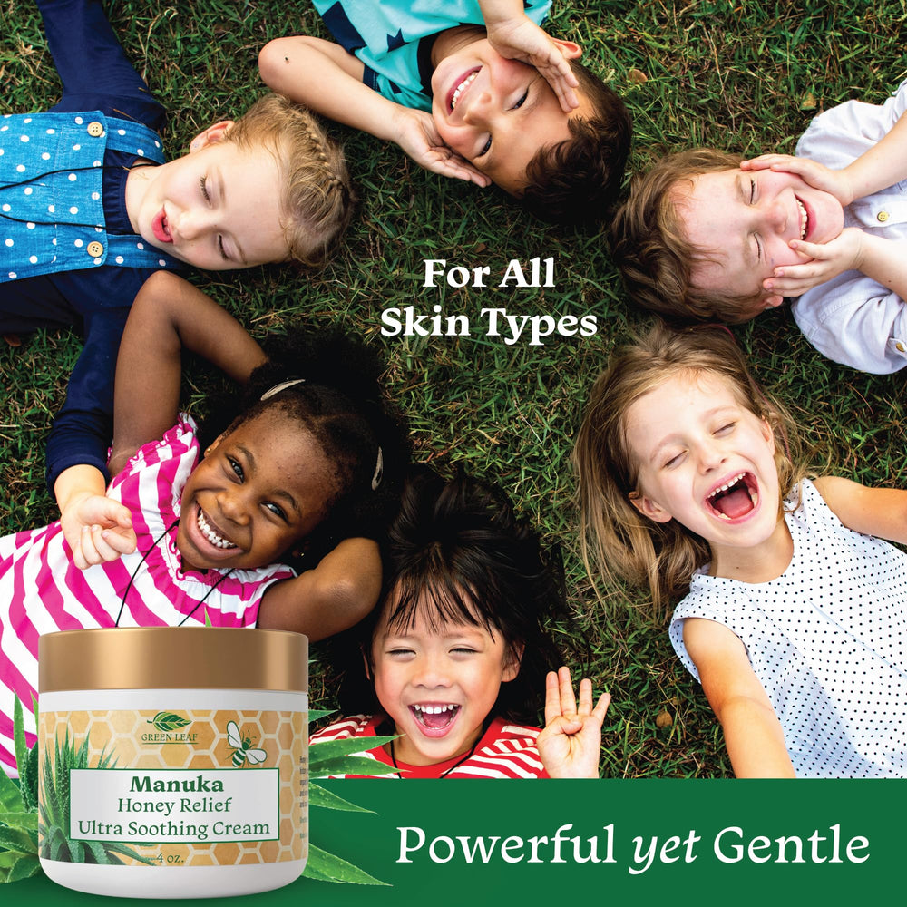 Green Leaf Naturals Manuka Honey Face Cream creamy texture enhances daily skincare.