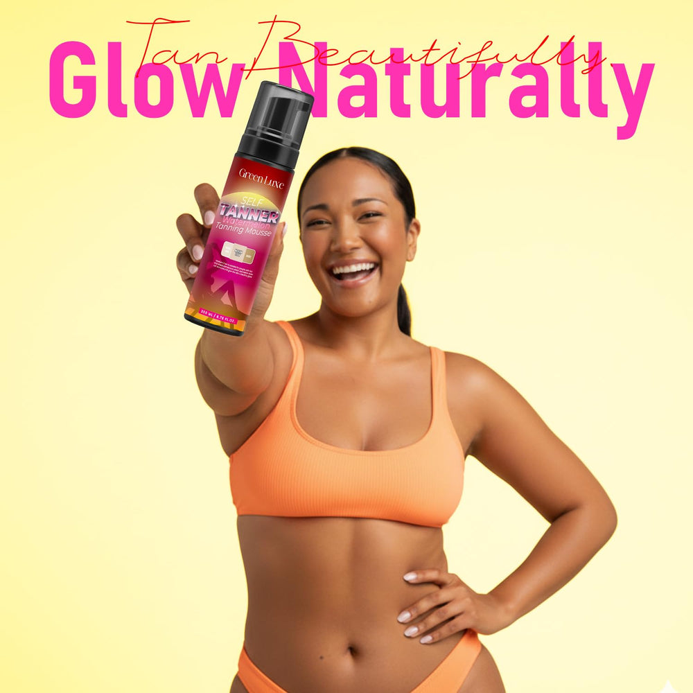 Green Luxe tan can last through daily activities with gradual fading.