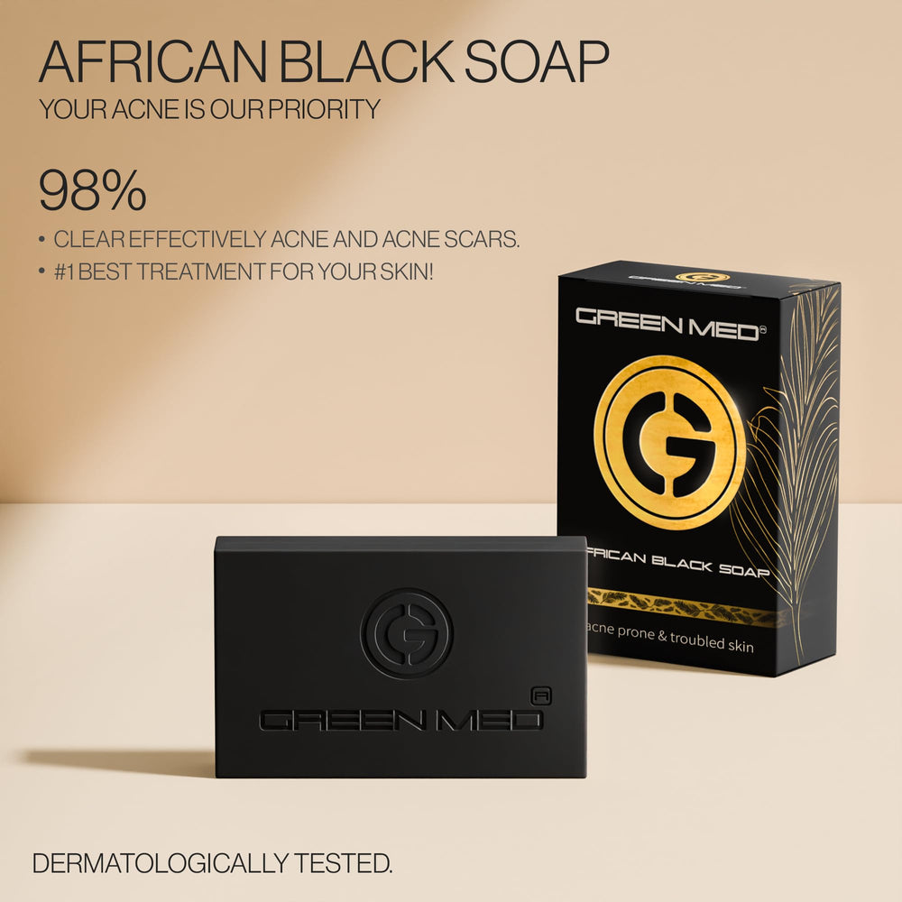 Green Med African Black Soap pore-clearing effect on pores and skin texture.