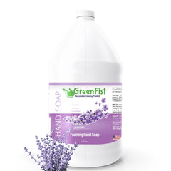 GreenFist foaming hand soap refill Lavender jug with rich lavender foam for daily use.