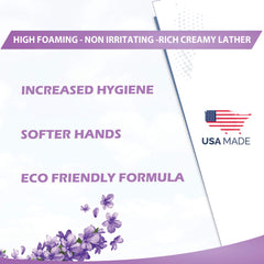 GreenFist lavender scent foaming hand wash bottle emphasizes calming aroma and gentle cleansing.