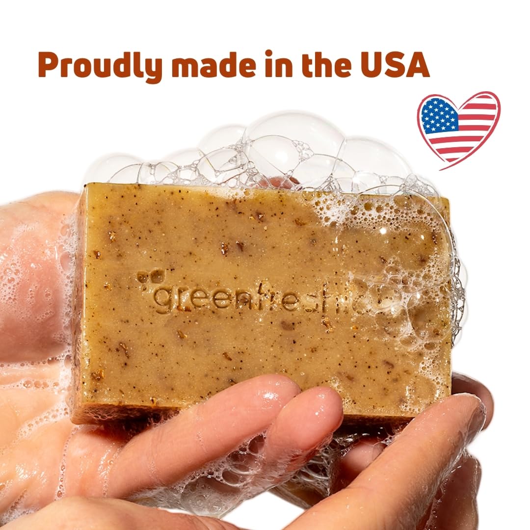 Greenfreshlab soap on dish showcasing clean, inviting daily cleansing.