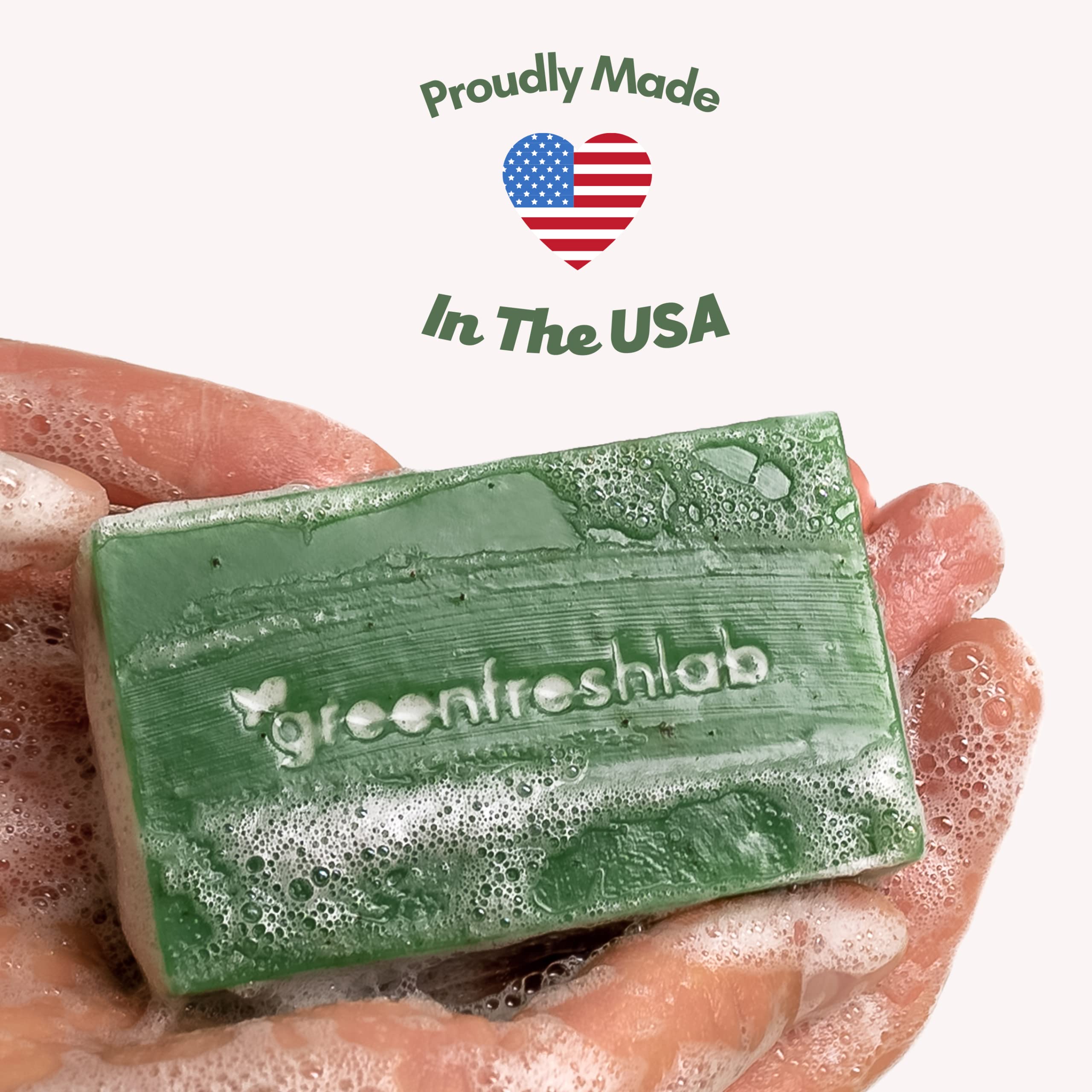 Greenfreshlab Thyme + Rosemary Soap Bar lemongrass scent suggests refreshing, odor-control benefits.