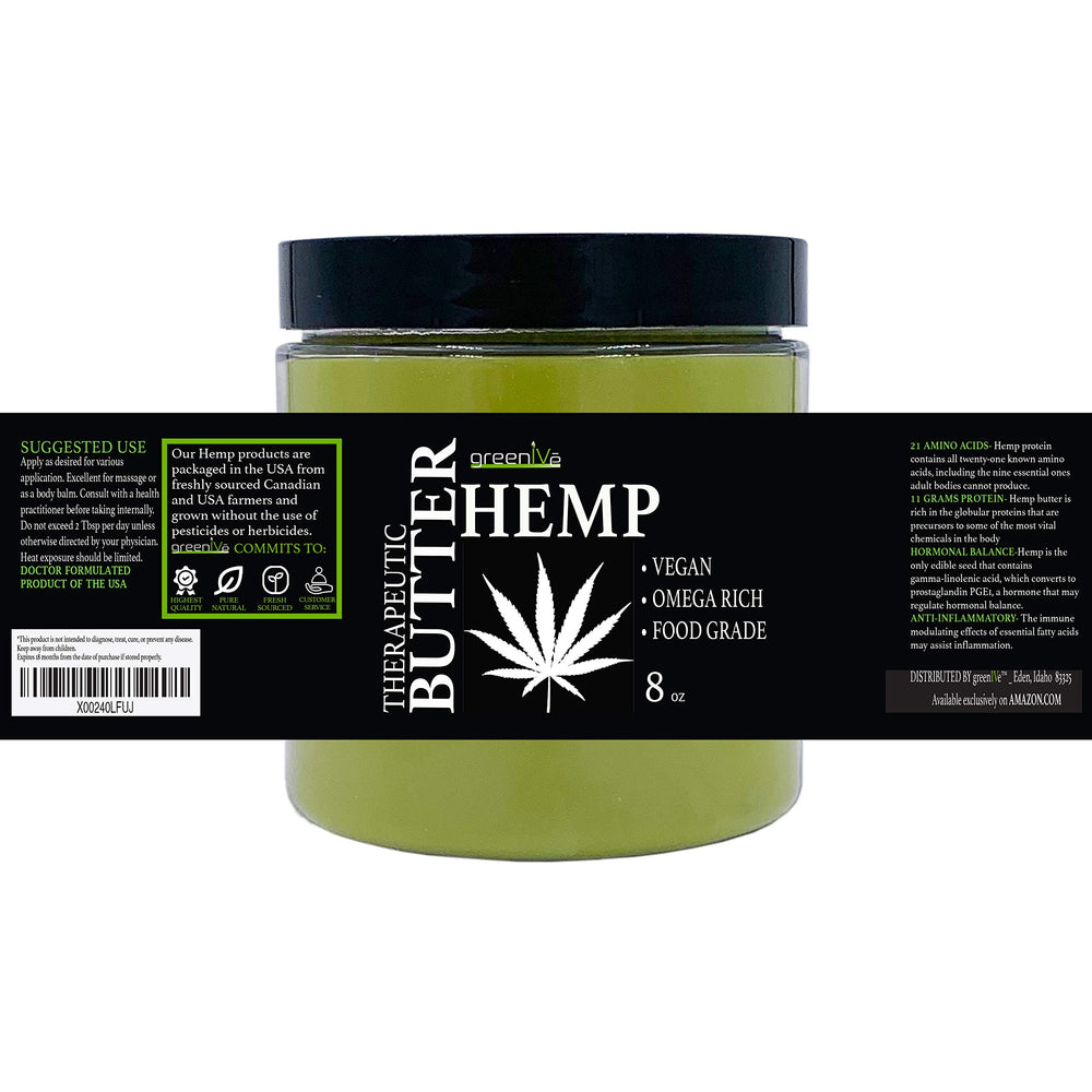 Creamy texture close-up of GreenIVe hemp body butter ready for easy application.