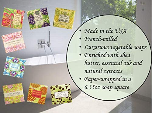 Greenwich Bay cleansing spa soap ingredients label highlighting paraben and sulfate free formulation.