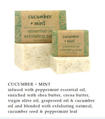 Greenwich Bay exfoliating bar with cucumber mint to awaken skin and smooth texture.