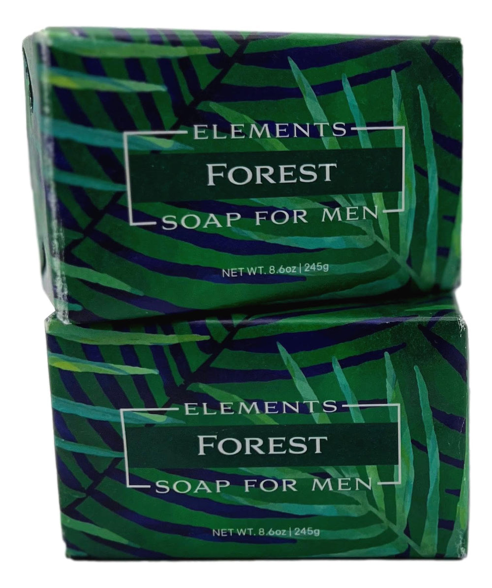 Greenwich Bay Forest Elements Soap packaging in green and navy branding