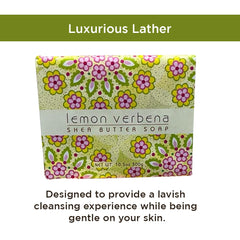 Greenwich Bay Lemon Verbena soap bar close-up; vibrant citrus fragrance
