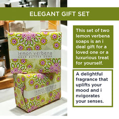 Greenwich Bay Lemon Verbena soap two bars display with luxurious lather