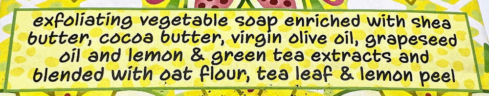 Greenwich Bay Lemongrass Tea Soap bar enriched with shea and cocoa butters for moisturized skin