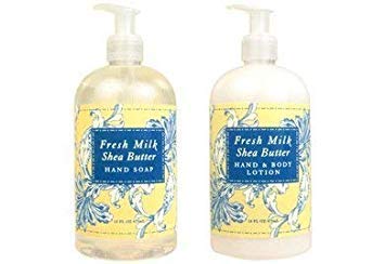 Greenwich Bay Trading bundle image showing Fresh Milk and Shea Butter products for daily hand nourishment.