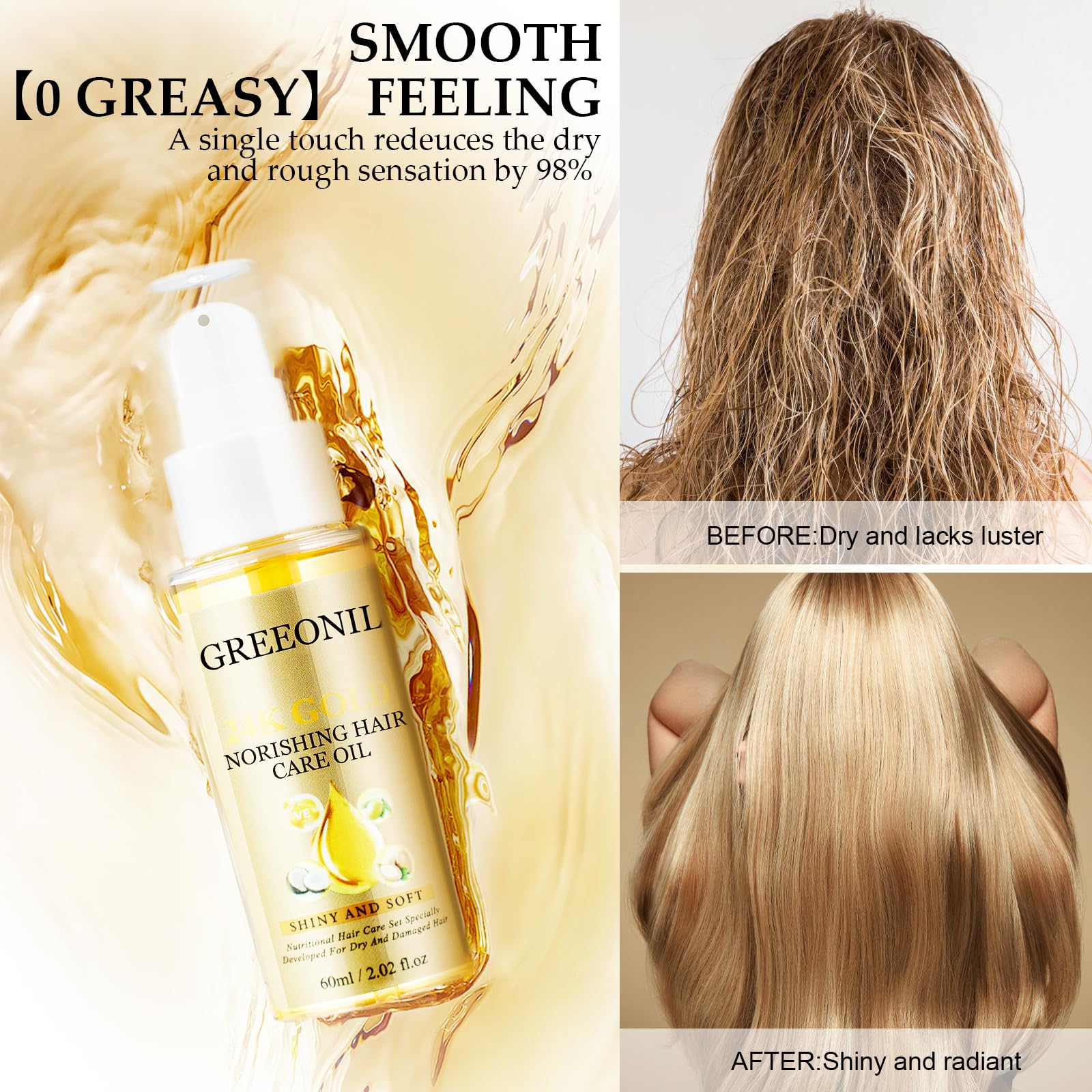 GREEONIL Hair Oil frizz-control focus for sleek, manageable hair.