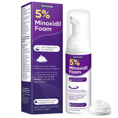 Greoay 5% minoxidil foam bottle for targeted scalp use and growth potential
