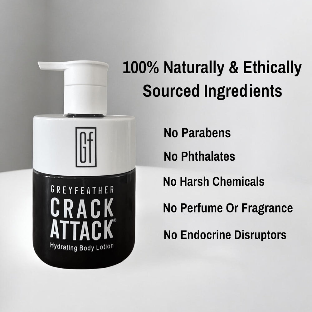 Greyfeather Crack Attack absorption demonstrating fast, non-greasy hydration.