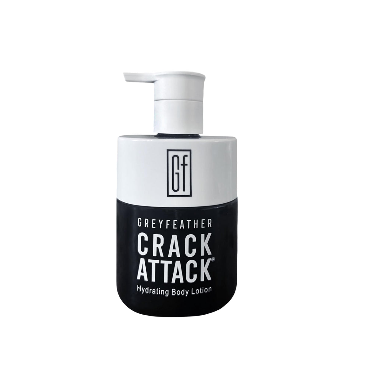 Greyfeather Crack Attack bottle showing fast-absorbing hydration for dry skin.