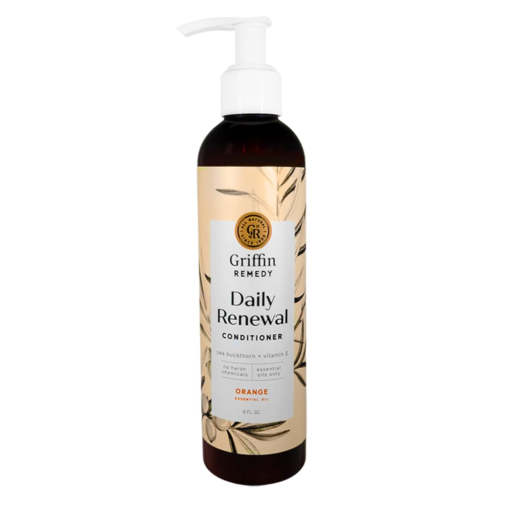 Griffin Remedy Daily Conditioner bottle featuring sea buckthorn and orange oil for balanced, nourished hair