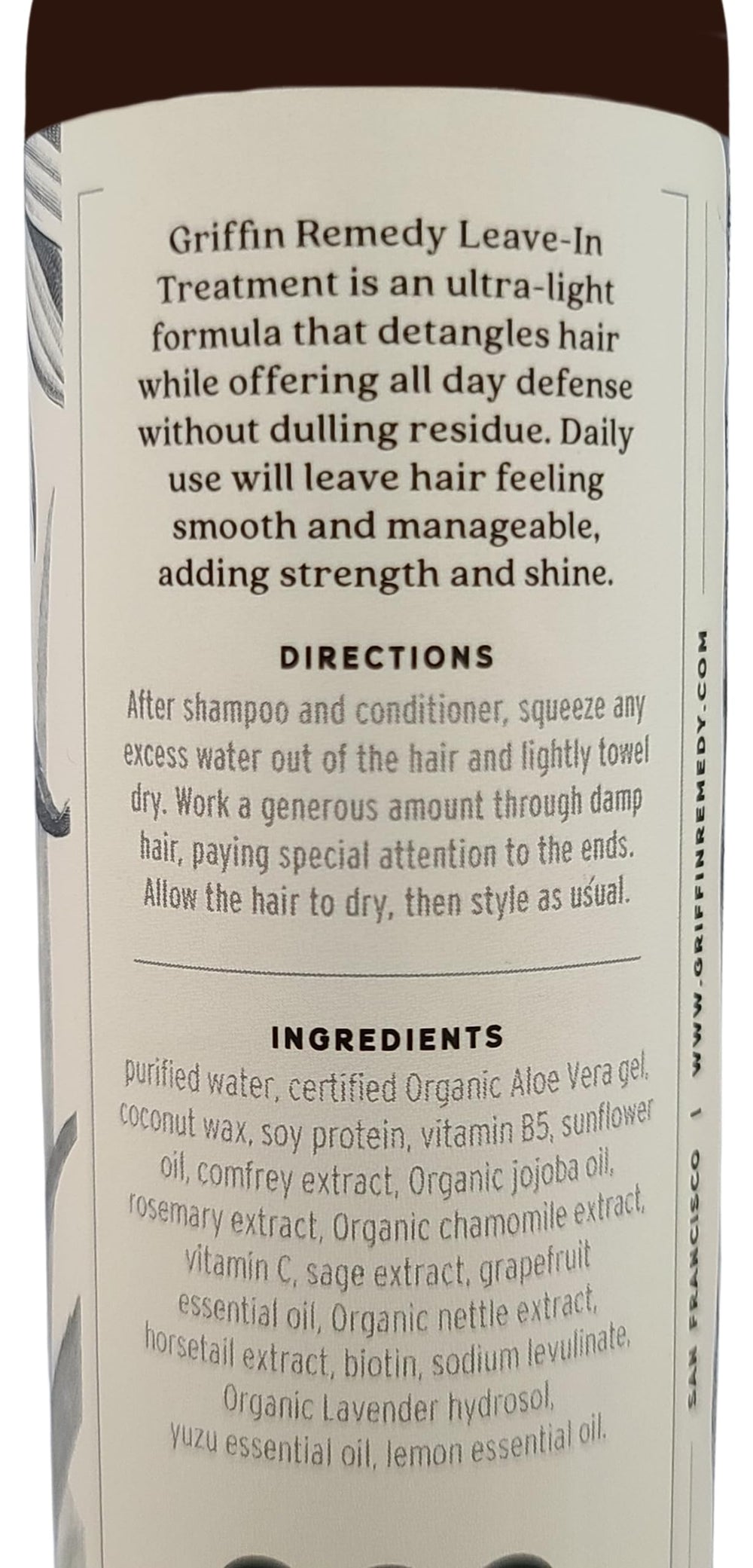 Griffin Remedy Leave-In being applied to damp hair for detangling and conditioning.