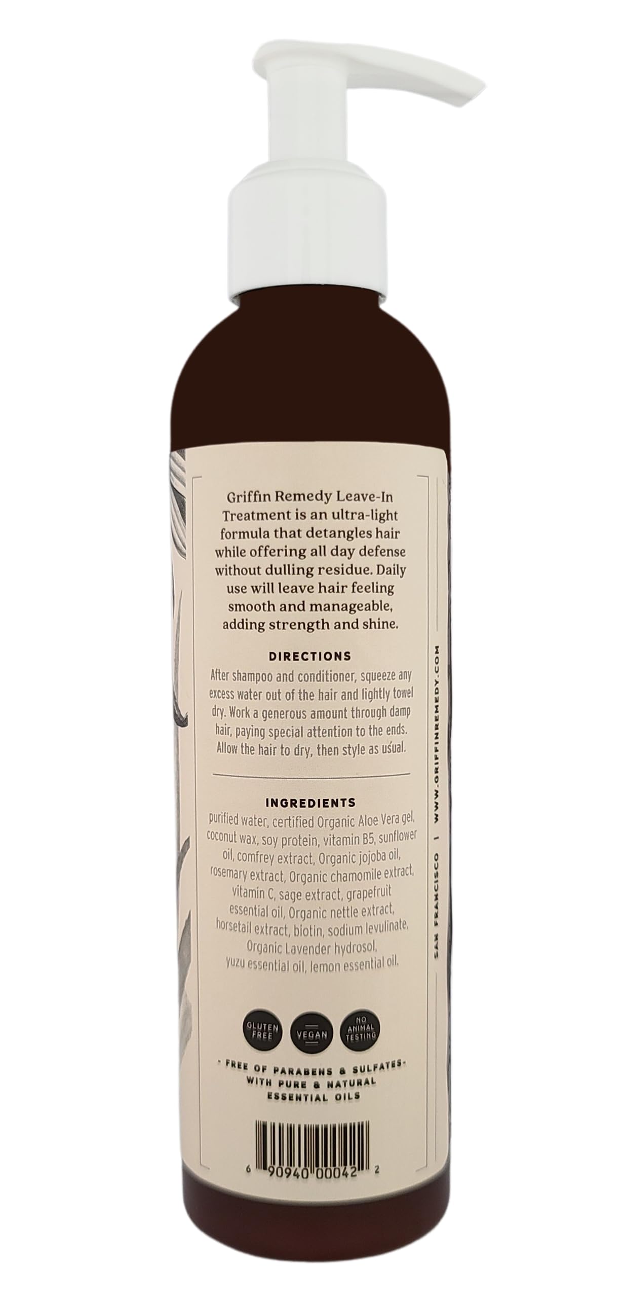 Griffin Remedy Leave-In hair shows added shine after use.
