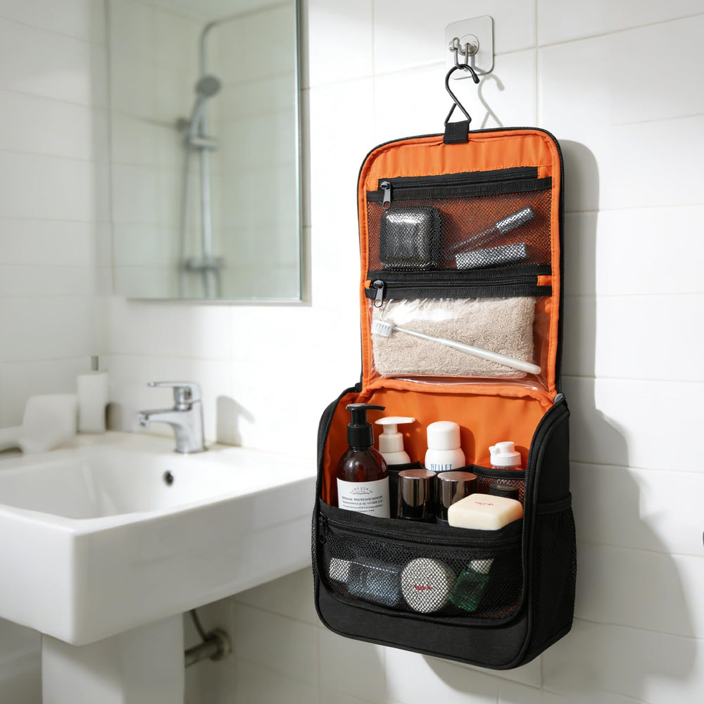 GRIO tactical toiletry bag compartments open, showcasing organized storage of essentials