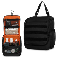 GRIO tactical toiletry bag front view with multiple pockets for organized travel