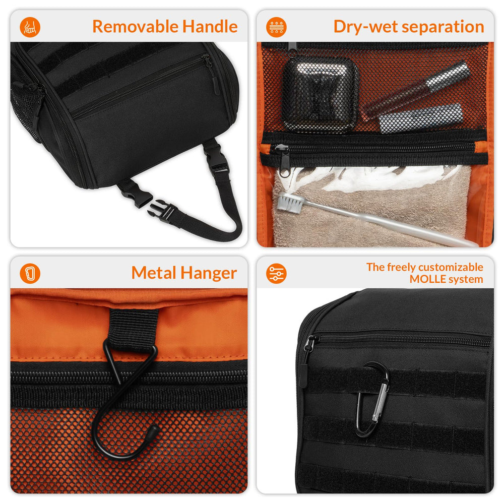 GRIO tactical toiletry bag waterproof interior pocket for separating wet items