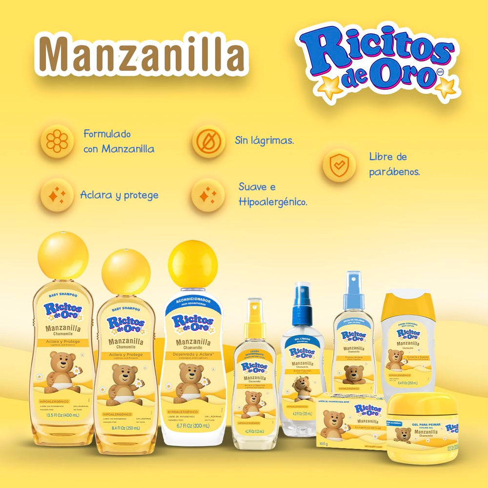 Grisi Ricitos Oro 100ml bottle side view shows elegant label for gifting.