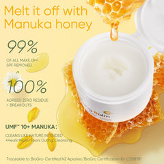 Grocerism Cleansing Balm sherbet texture melts into oil for makeup removal.