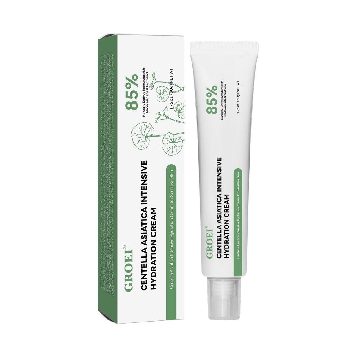 GROEI Centella Asiatica Intensive Hydration Cream tube showing soothing formula for sensitive skin