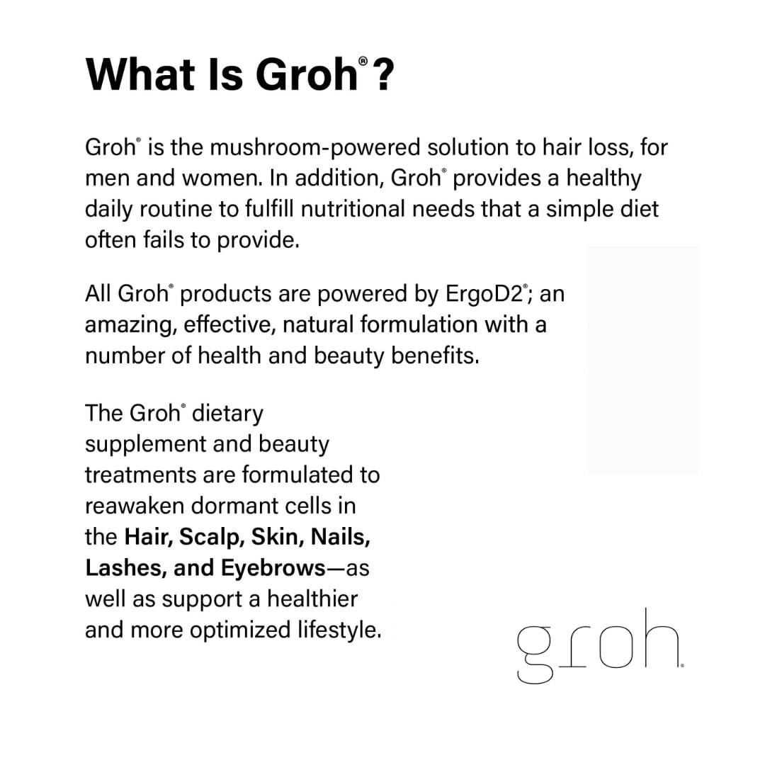 Groh Stimulating Scalp Serum hair strands close-up hints at smoother shine