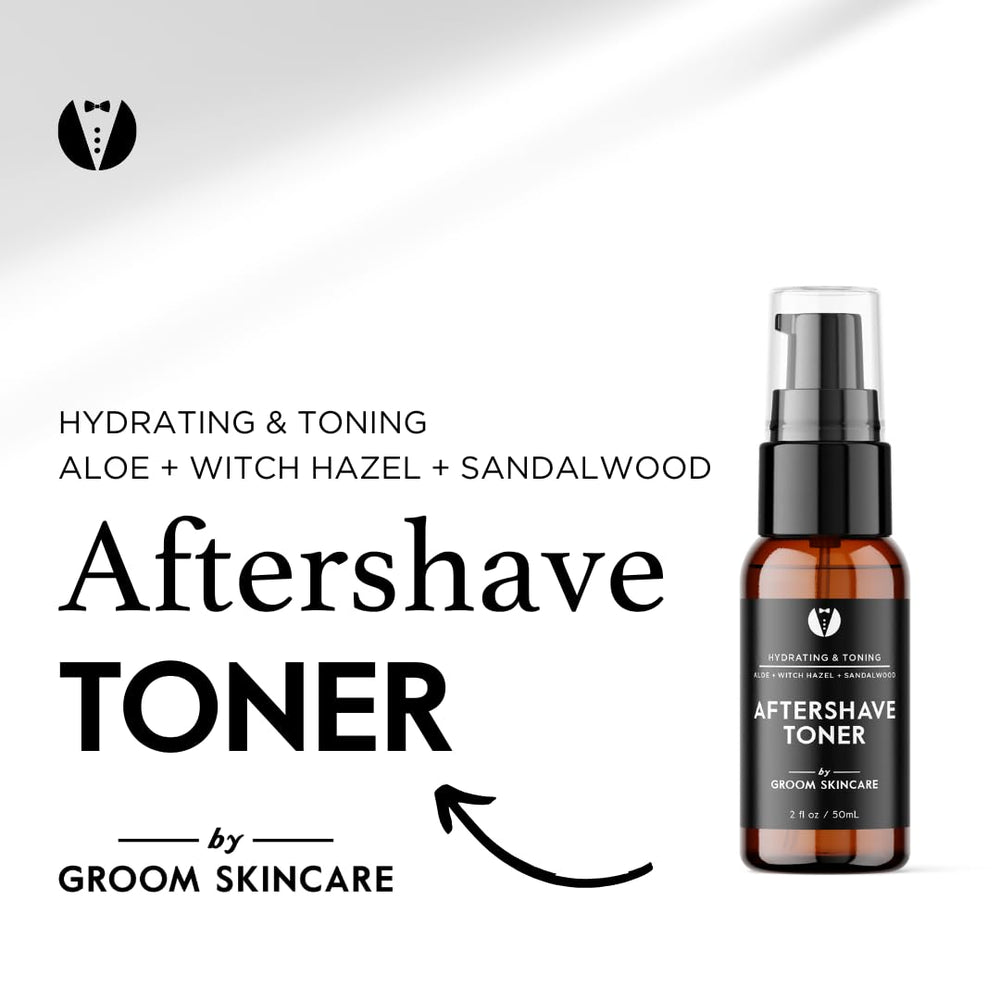 Groom After Shave Toner cap close-up highlighting premium formula and smooth application.