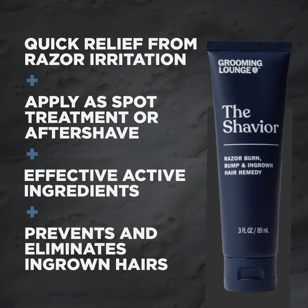 Grooming Lounge Shavior Post Shave Remedy bottle applies smoothly to soothe bumps