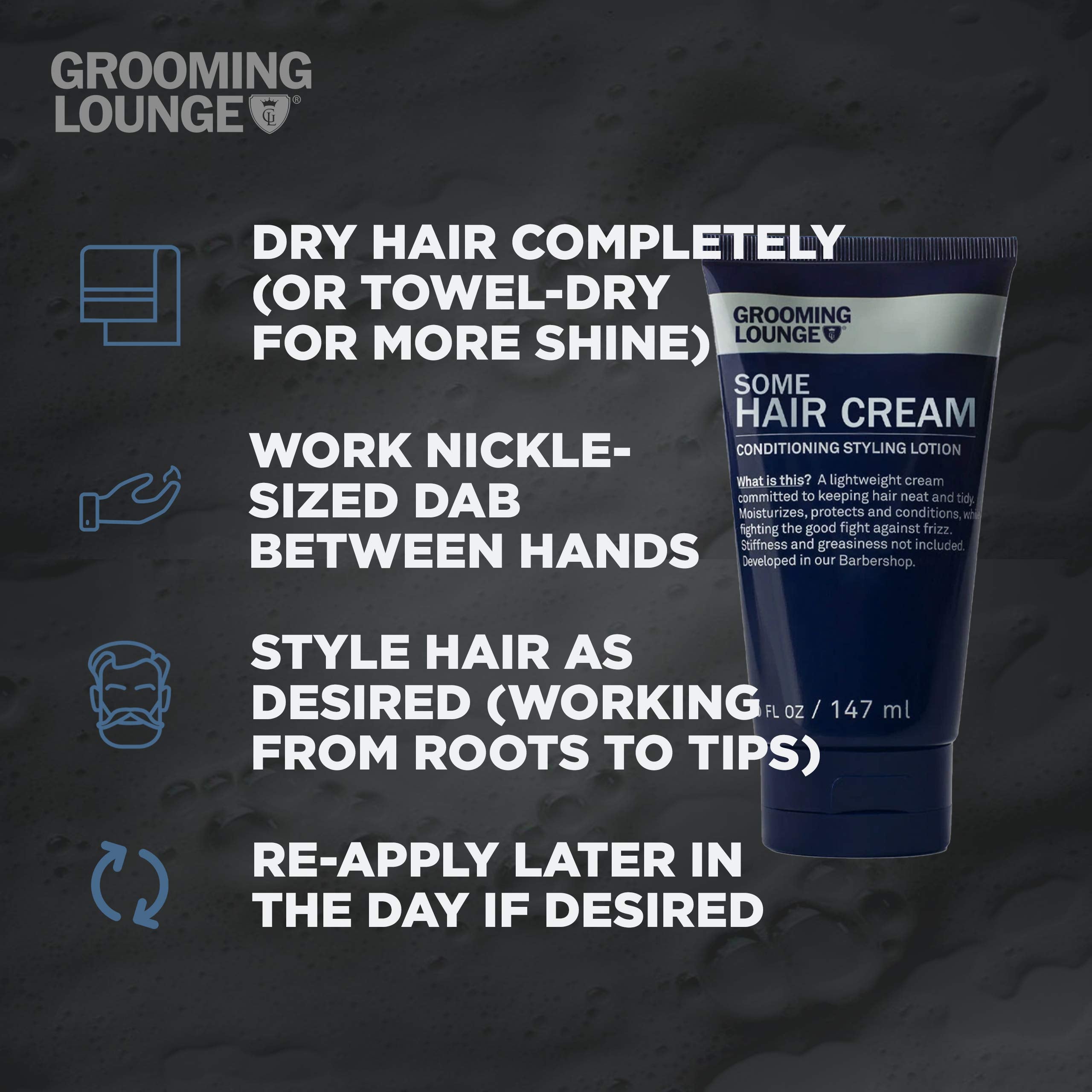 Grooming Lounge Some Hair Cream close-up highlights moisturizing texture.