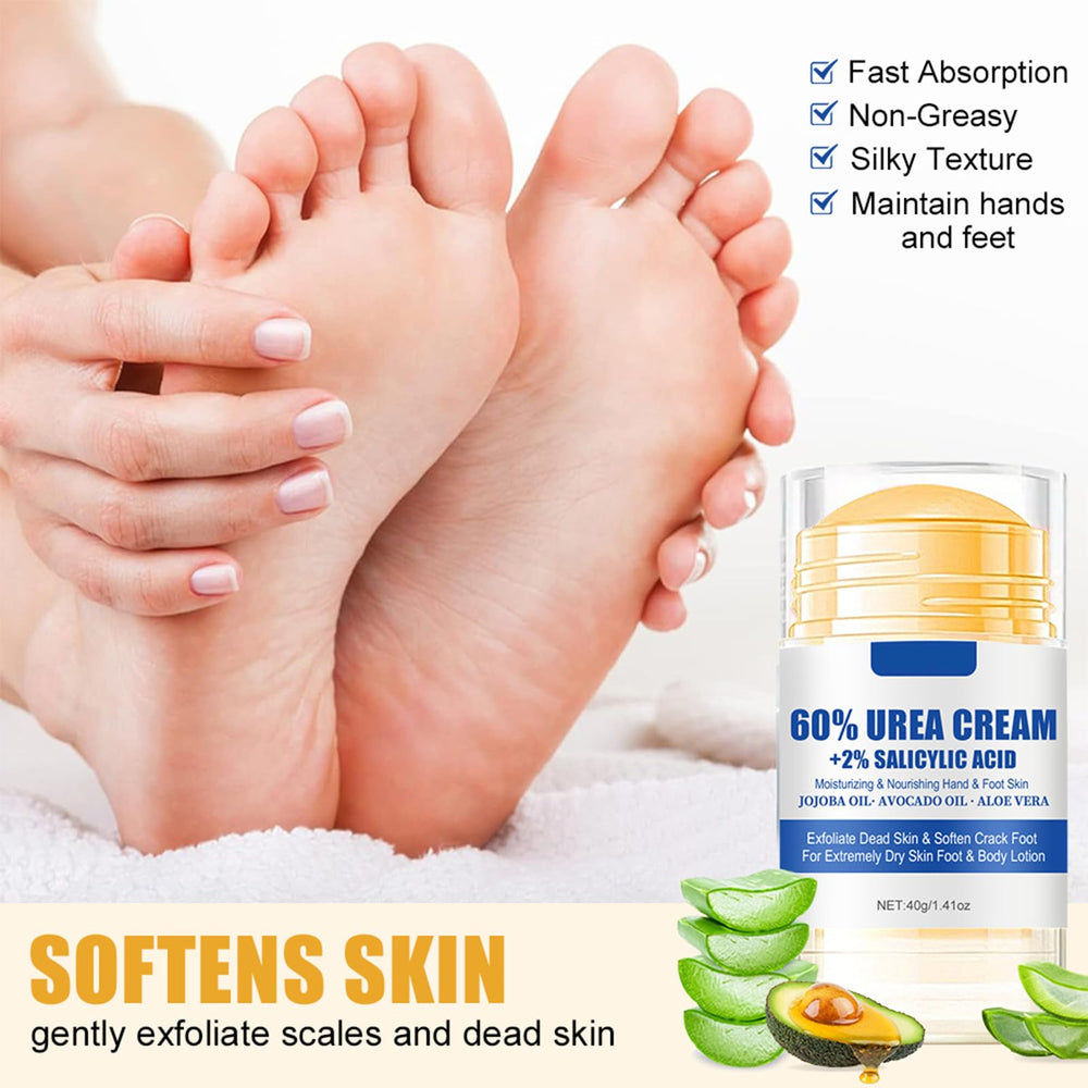 Texture closeup of Grospe 60% Urea Foot Cream highlighting smooth, non-greasy consistency