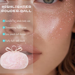 Grospe Collarbone glow achieved with the shimmer puff.