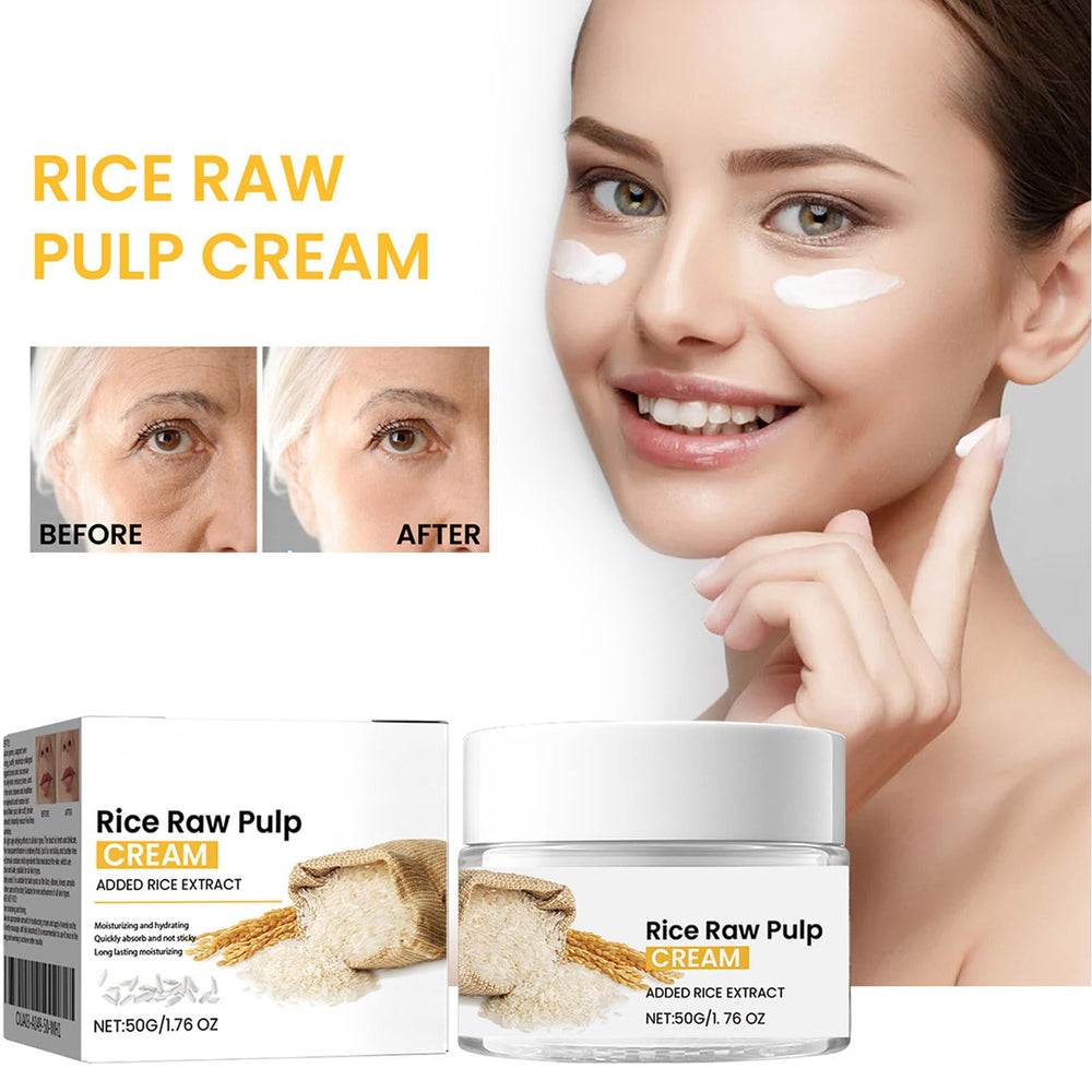 Grospe Rice Cream application on cheek demonstrates light, non-greasy absorption.