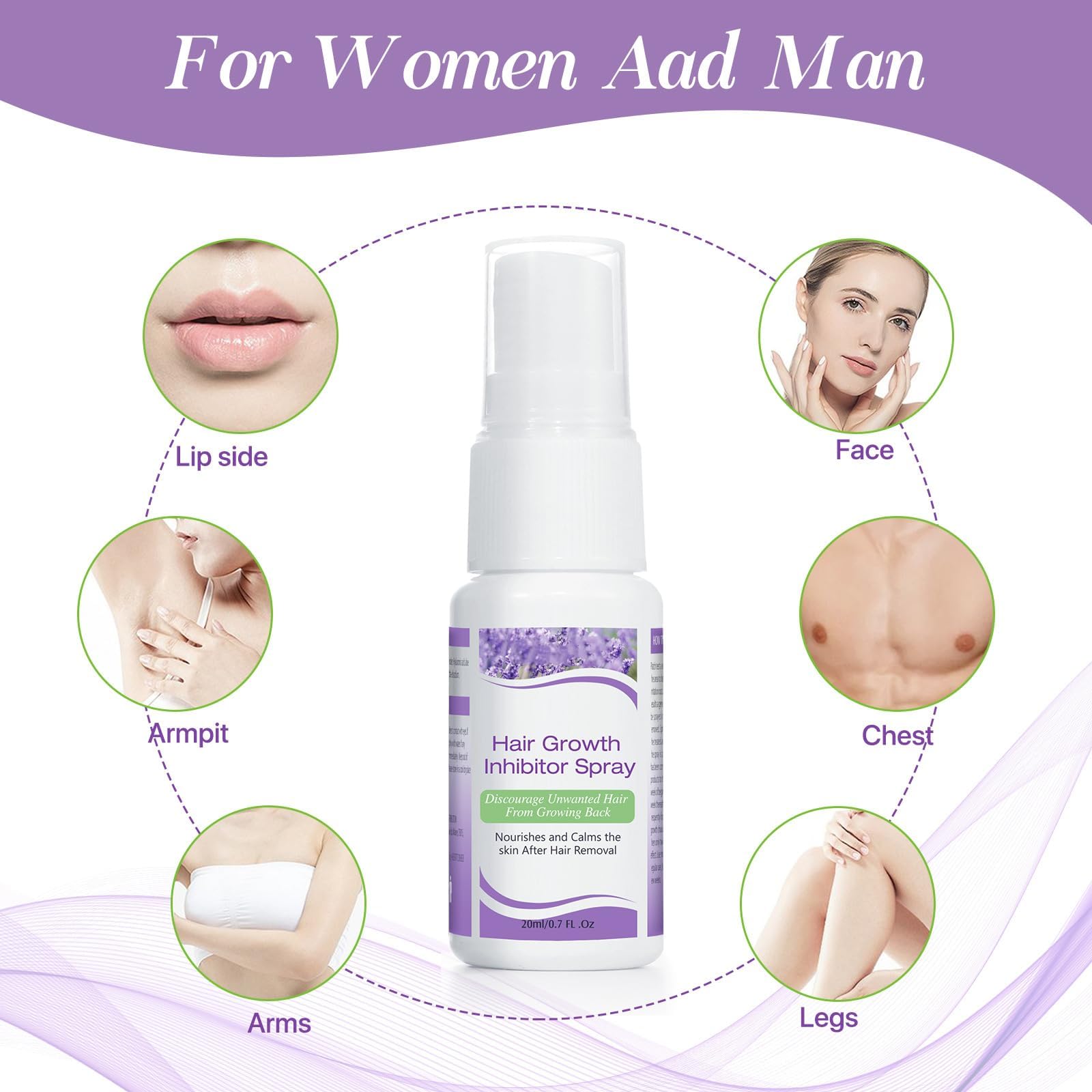 Close-up of Grospe ingredients including lavender and hyaluronic acid.