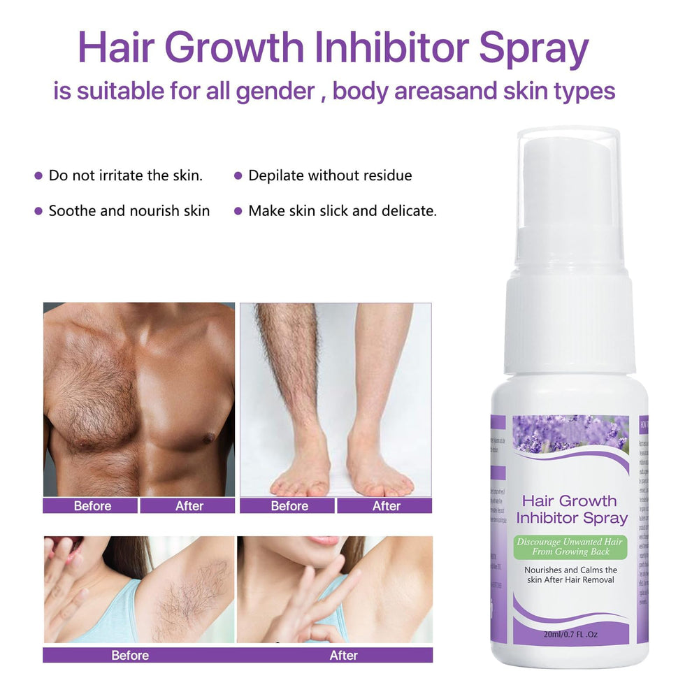 Packaging display of Grospe Hair Inhibitor Spray two 20ml bottles.