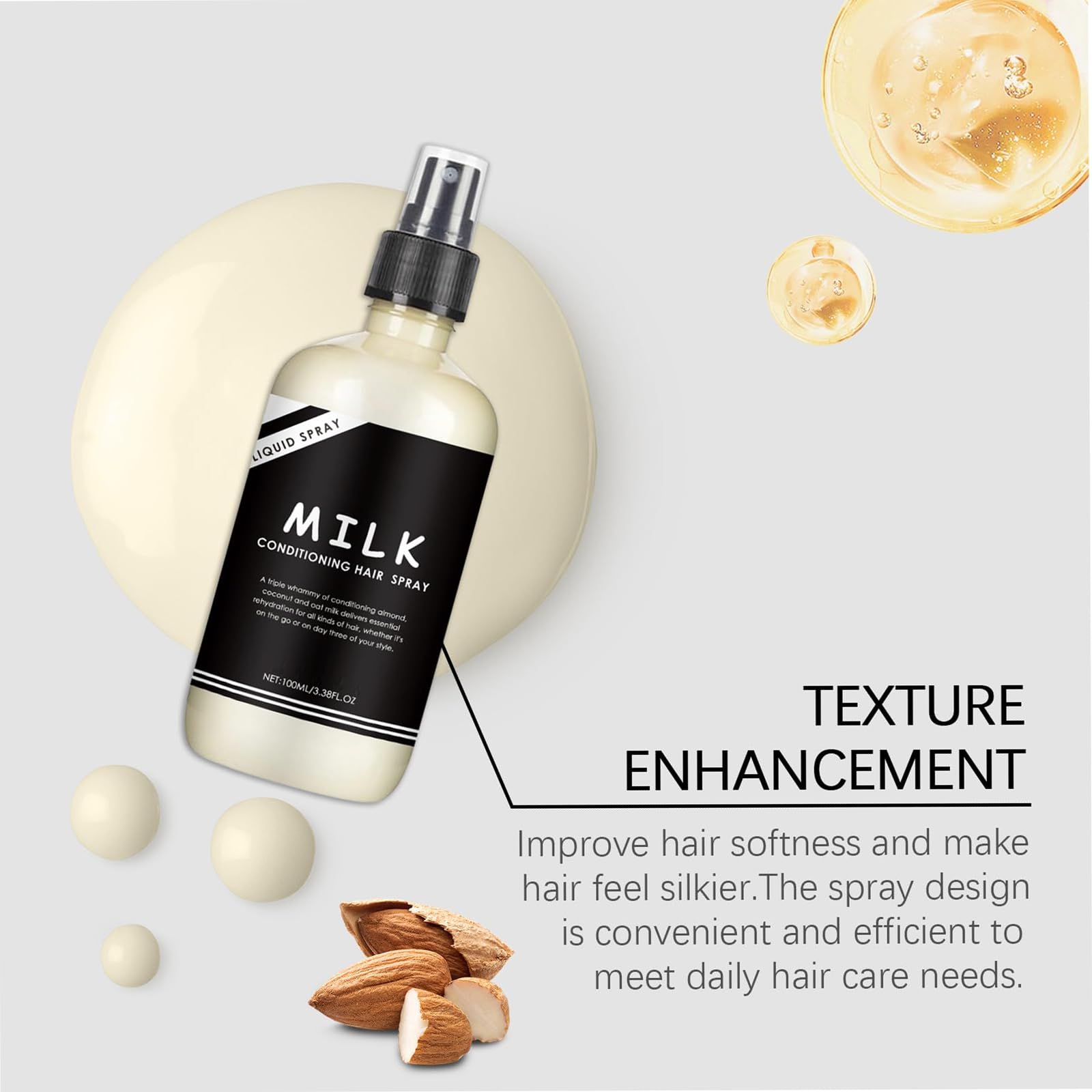 Grospe-ingredient-panel almond coconut oat milks label highlights natural conditioning benefits.