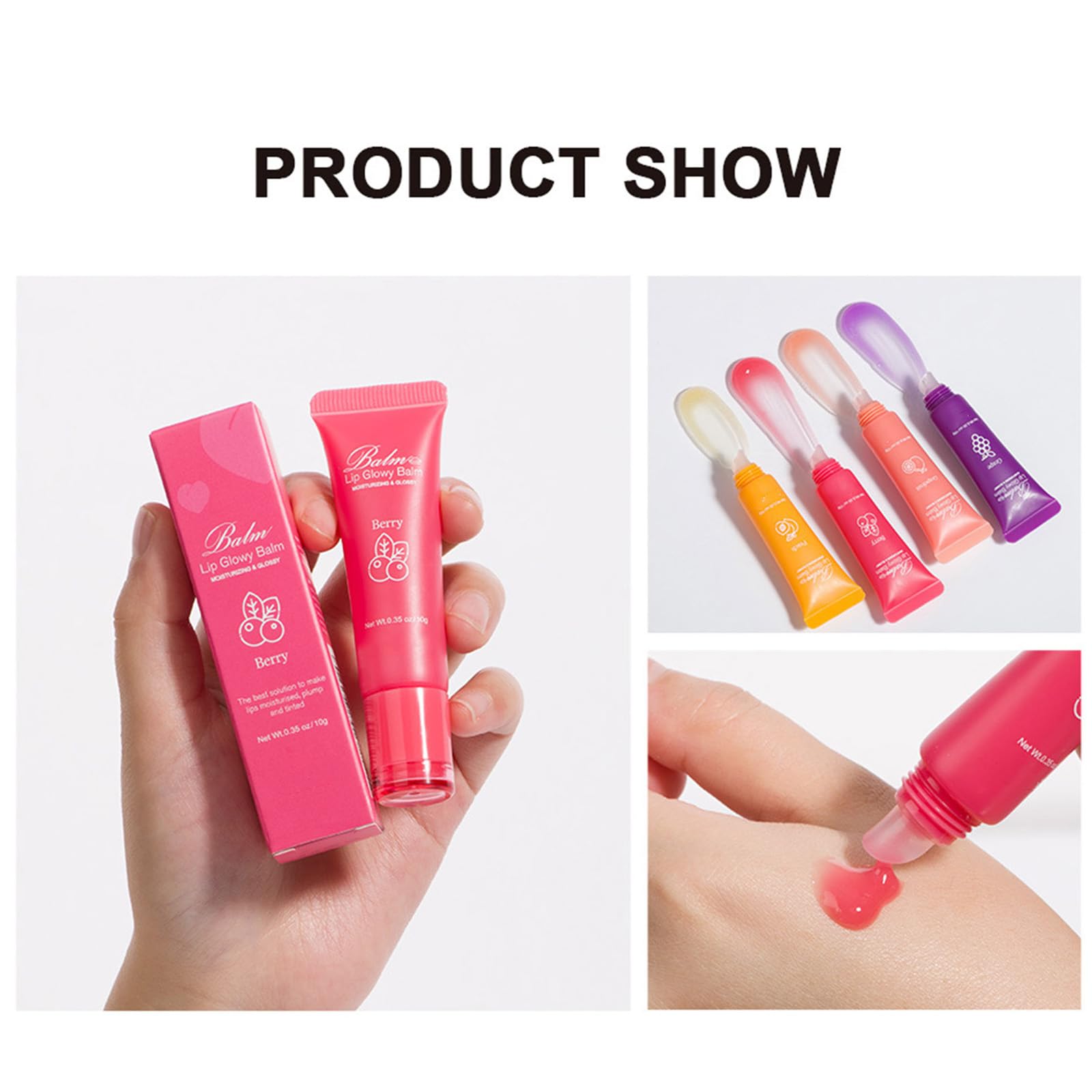 Grospe Lip Glowy Balm on lips demonstrates natural glow and moisture.
