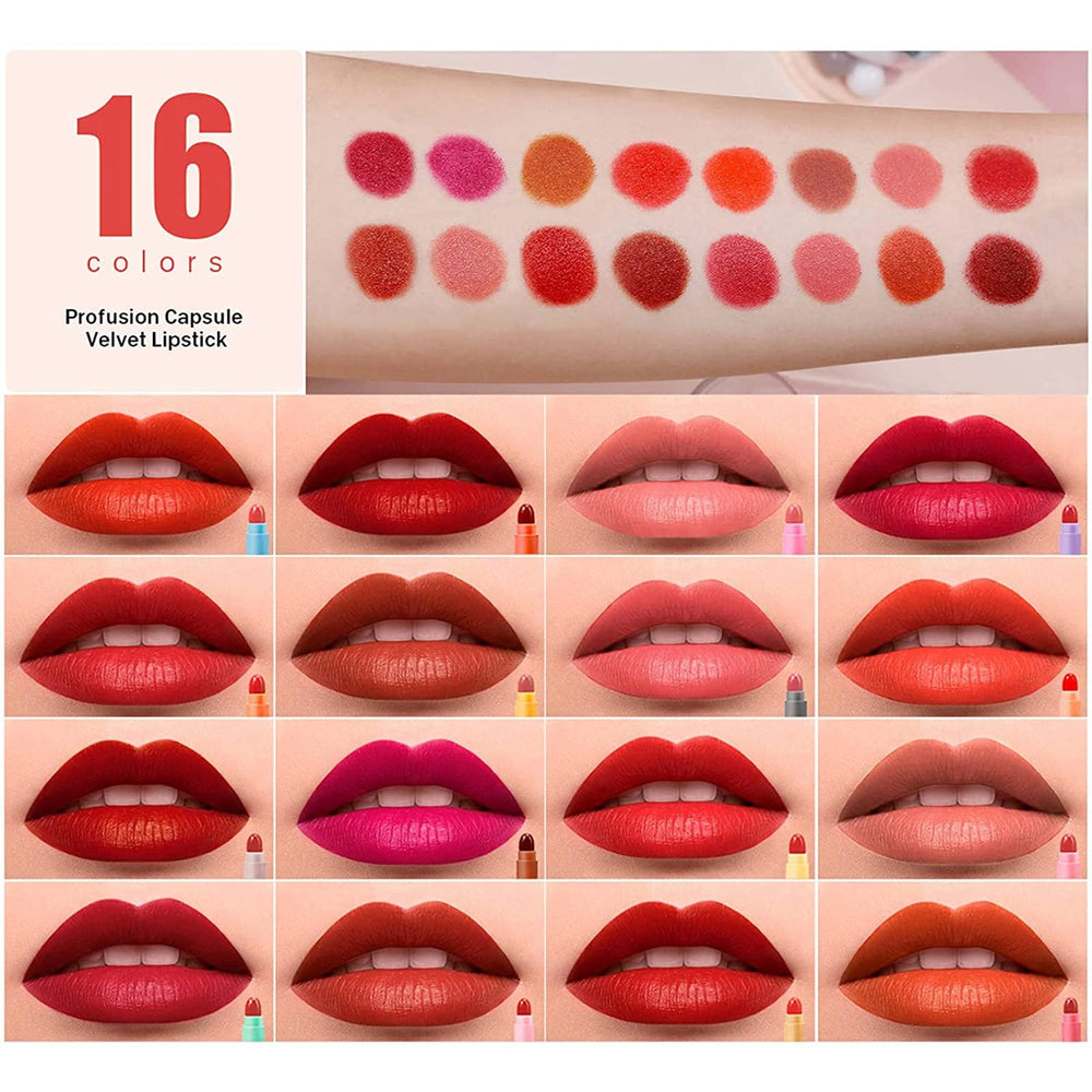 Grospe mini capsule lipsticks matte texture close-up, smooth application and comfortable wear.