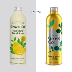 Grove Co. aluminum refill can highlighting plastic-free packaging