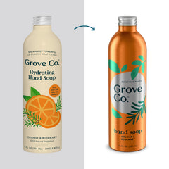 Grove Co aluminum refill packaging shown for plastic-free sustainability.